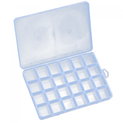 NAC-65 1Pc 24 Grids Transparent Nail Art Tips Case Empty Storage Box Jewelry