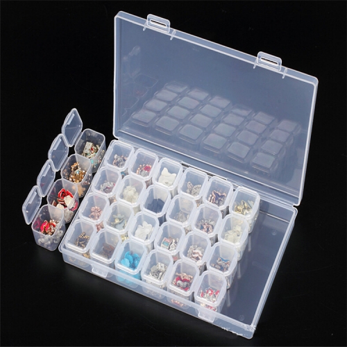 NAC-67 28 Slots Empty Plastic Storage Box Nail Art Rhinestone Jewelry Beads Display