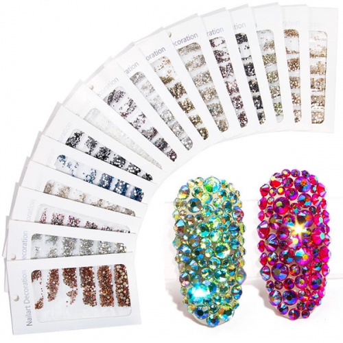 CRS-29-CRS-50 Six sizes ss3/4/6/8/10/12 six rows nail art rhinestones