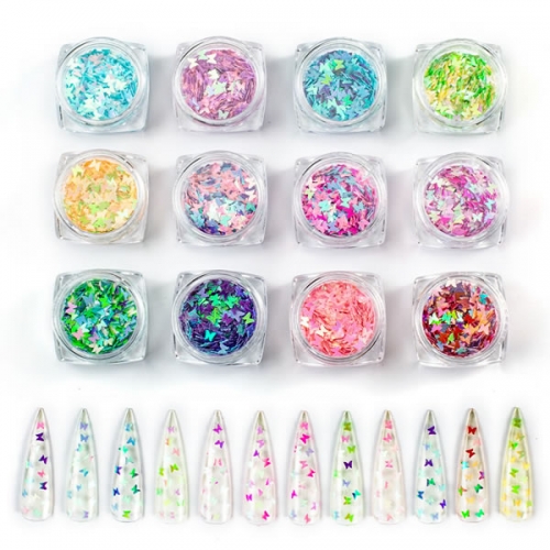 GSP-151 Mixed colors butterfly nail glitter