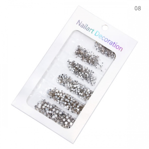 CRS-28 Sliver bottom white nail rhinestones