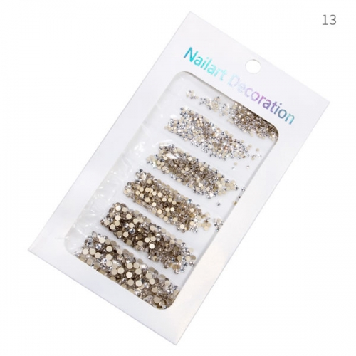 CRS-36 Gold bottom white clear nail rhinestones