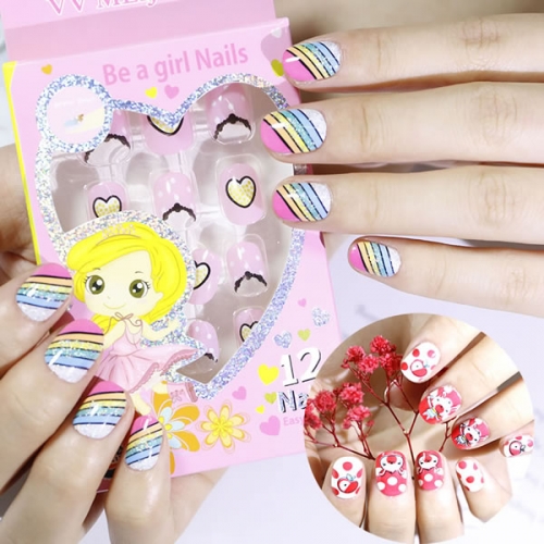 PNT-11 Children cartoon press on nails for kids