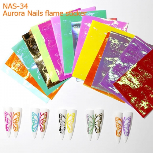 NAS-34 butterfly nail flame sticker