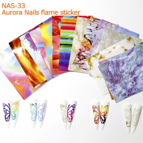 NAS-33 16pcs/set Butterfly nail flame sticker