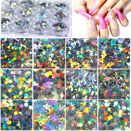 GSP-165 12 designs laser nail glitter