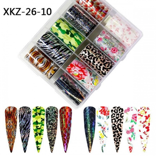 XKZ-26-10 Flower leopard nail transfer foil
