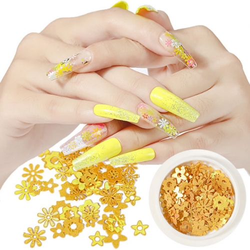 NDO-448 Flower nail glitter wooden slices