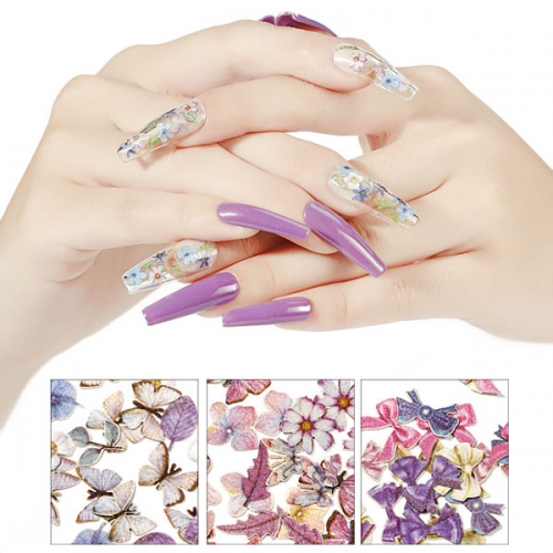 NDO-450 Flowers bees butterfly bear nail wooden sequins slices