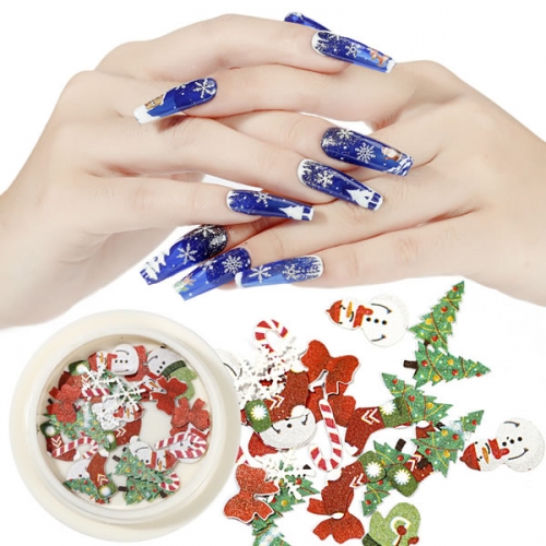 NDO-452 Christmas wooden nail glitter slices