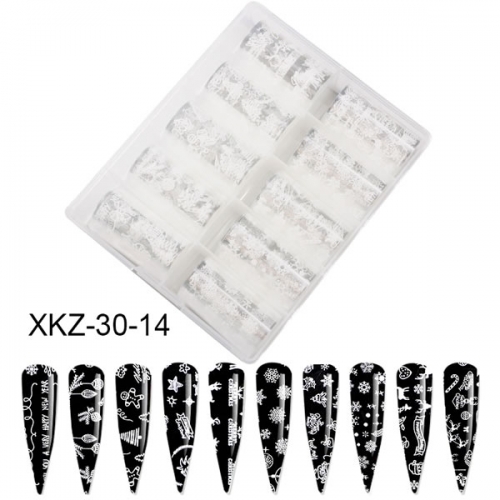 XKZ-30-14 White Christmas nail transfer foil