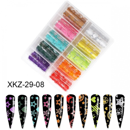 XKZ-29-08 Star heart neon nail transfer foil