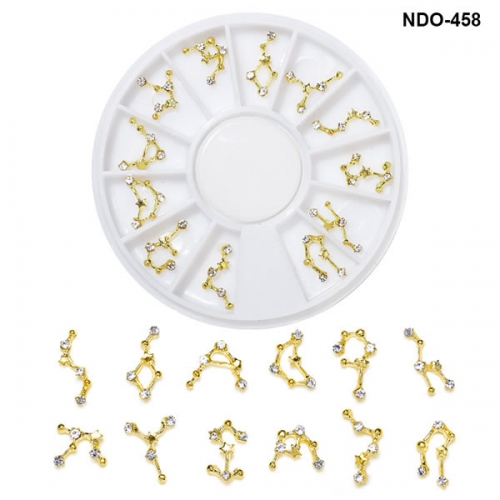 NDO-458 12 constellations zodiac glitter nail rhinestones