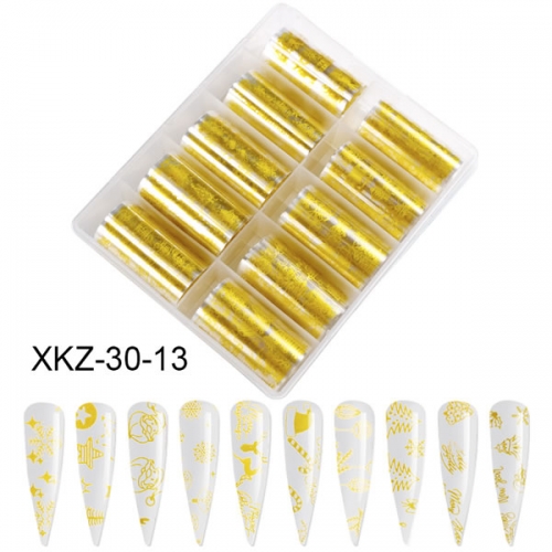 XKZ-30-13 Gold Christmas nail transfer foil