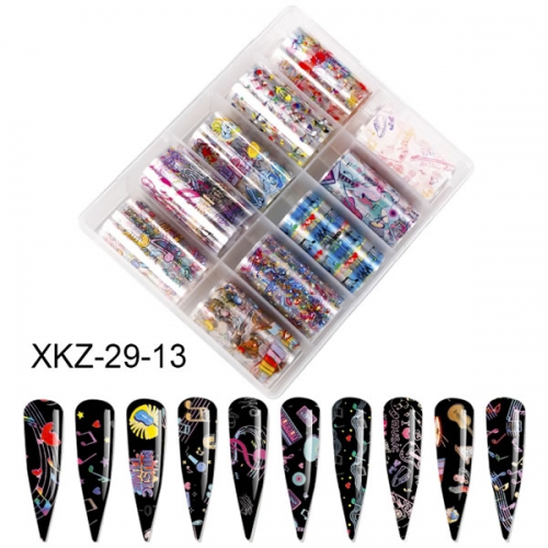 XKZ-29-13 Music note box guitar instrument transfer nail art foil