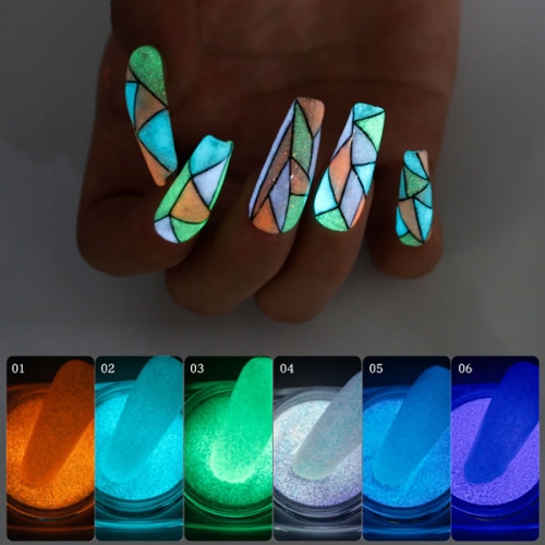 PGP-154 2g/jar 6 colors glow in dark pigment nail powder