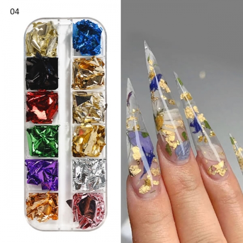 NFL-26 Gold foil leaves nail art foil