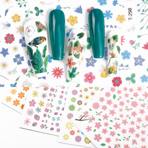 T292-T303 Flower leaves nail art sticker