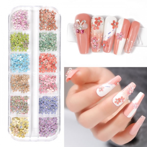 NDO-475 Chives flower with rhinestones nail art wooden slices