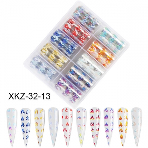 XKZ-32-13 Fire Flame nail art transfer foil