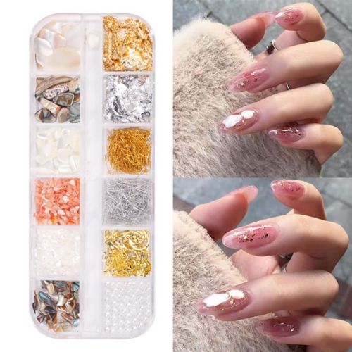 NDO-482 Diamond star shell gold alloy decoration nail art studs