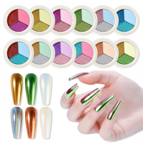 PMN-72 3 colors paste mirror Chrome nail powder