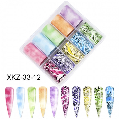 XKZ-33-12 Leopard marble nail transfer foil