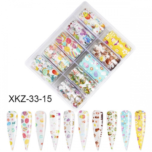 XKZ-33-15 Easter egg rabbit Easter Day nail transfer foil