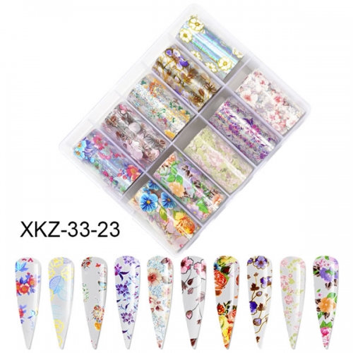 XKZ-33-23 Holographic flower peony transfer nail art foil