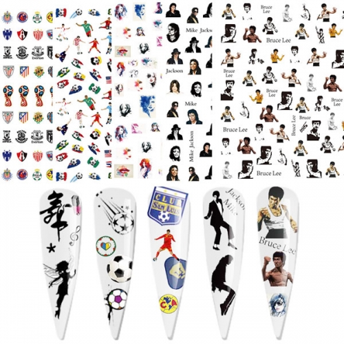 T-409~T-422 Ballet Ballerina Singer Football Nail Art Sticker