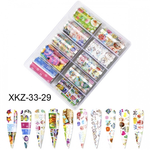 XKZ-33-29 Easter egg rabbit transfer nail art foil