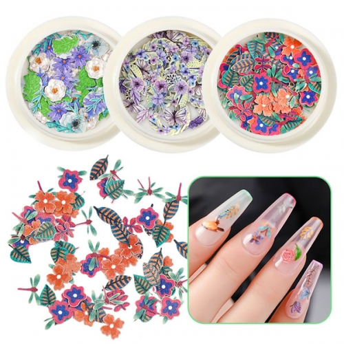 NDO-490 Flower rose butterfly wooden soft nail art slice