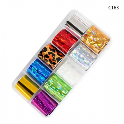 C163 Leopard holographic nail art foil