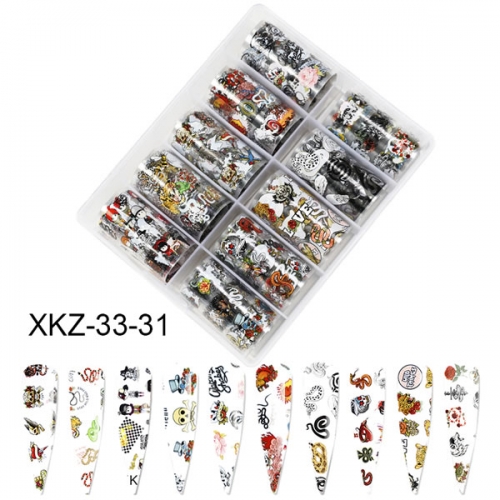 XKZ-33-31 Snake Skull head cool transfer nail foil