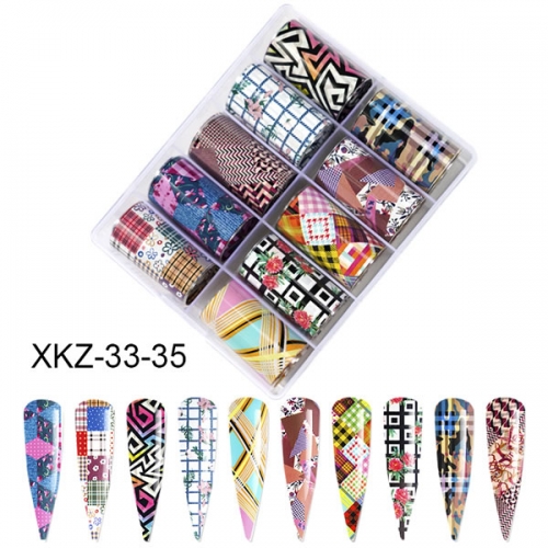 XKZ-33-35 Flower Graffiti block transfer nail foil