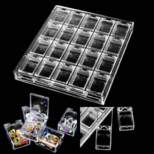NAC-79-01 20 Grids removable rhinestones nail jewelry container storage box