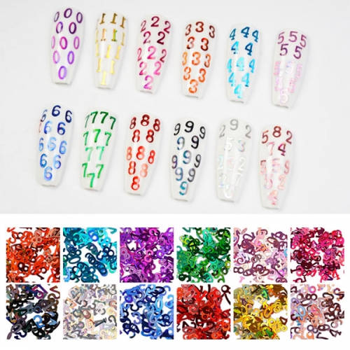 GSP-185-17 Numbers nail art glitter set
