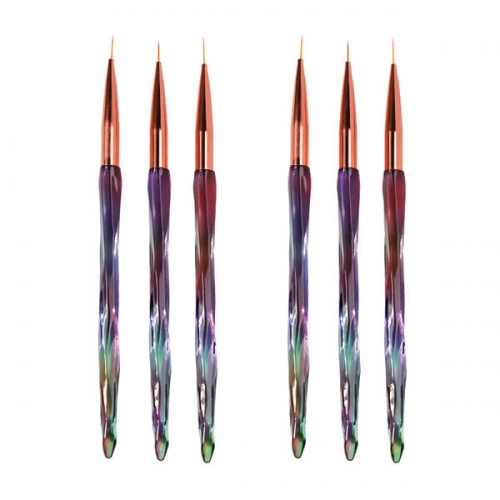 NLB-30 3pcs crystal rainbow color nail liner brush set