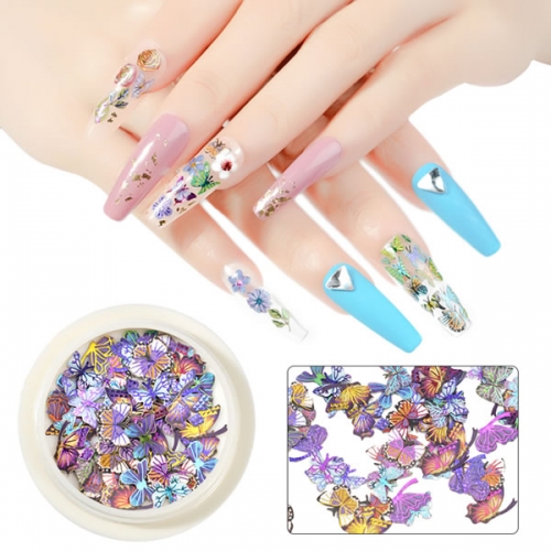 NDO-492 Gradient laser holographic flower butterfly nail glitter slice