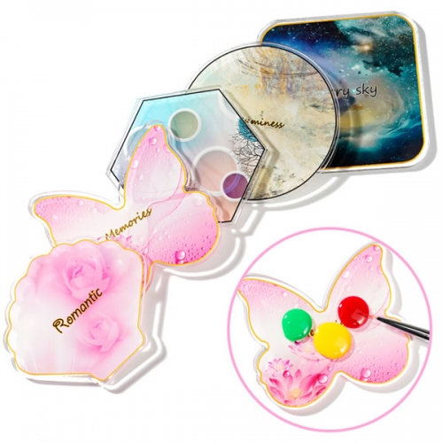 NAPD-22 butterfly circle hexagon shell pink nail color palette nail gel polish mixing dish