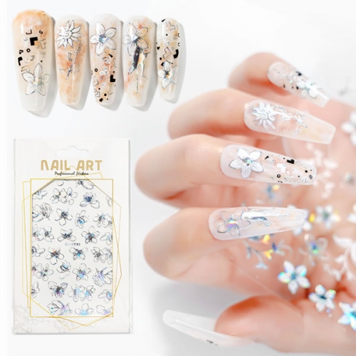 ZY3020-ZY3039 Gold stamping spider web net flower lotus nail art sticker