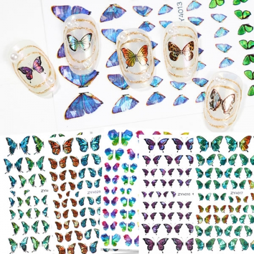 ZY4011~4028 Holographic colorful laser butterfly nail sticker