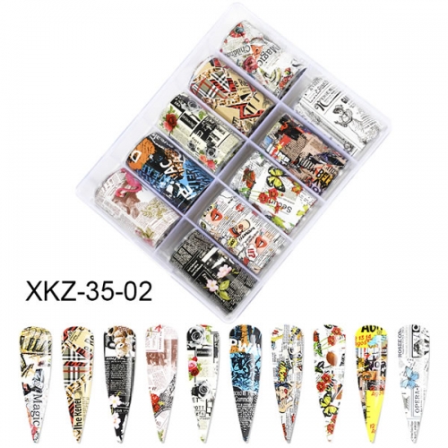 XKZ-35-02 Colorful butterfly newspaper transfer nail foil