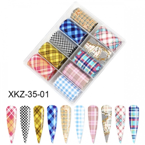 XKZ-35-01 Colorful lines stripe nail transfer foil
