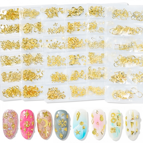 NDO-493 6 lines nail studs metal gold nail art decorations