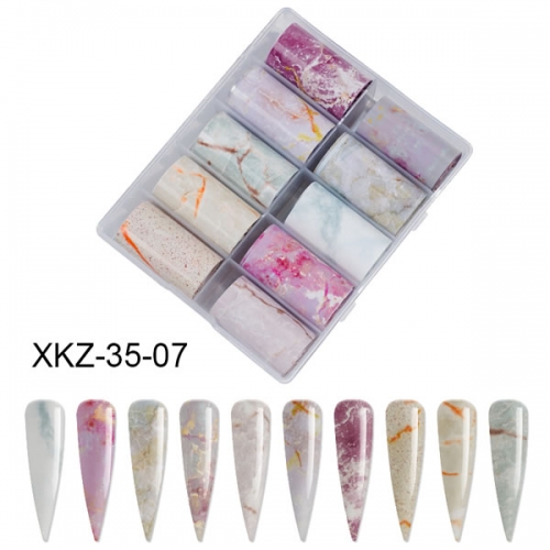 XKZ-35-07 Marble transfer nail foil set