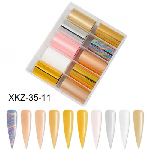 XKZ-35-11 Gold sliver marble transfer nail foil