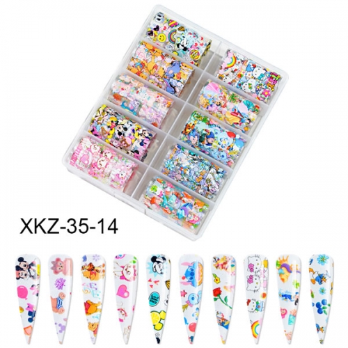 XKZ-35-14 Cartoon bear cat mouse transfer nail foil