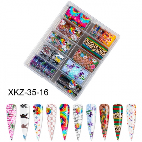 XKZ-35-16 Sunflower rabbit logo label brand nail transfer foil set