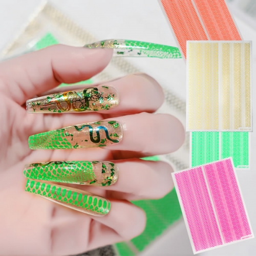 MG10601-01 Snake stripes serpentine neon self adhesive nail stickers